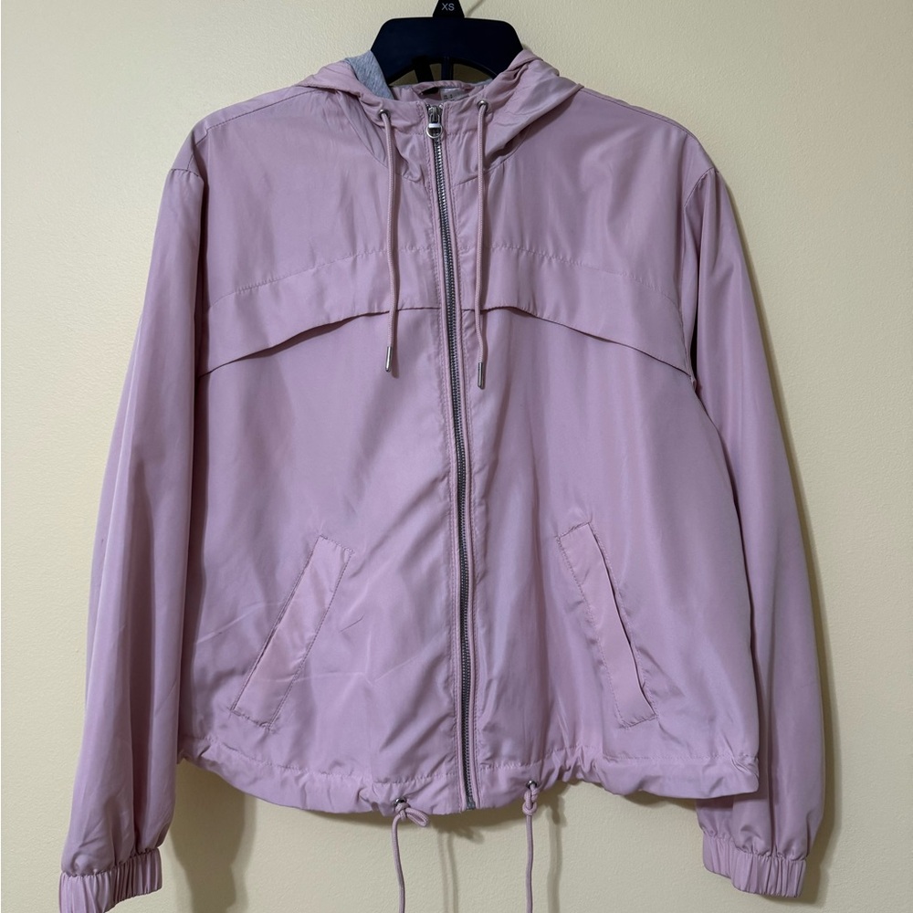 Light Pink Hooded Windbreaker Jacket